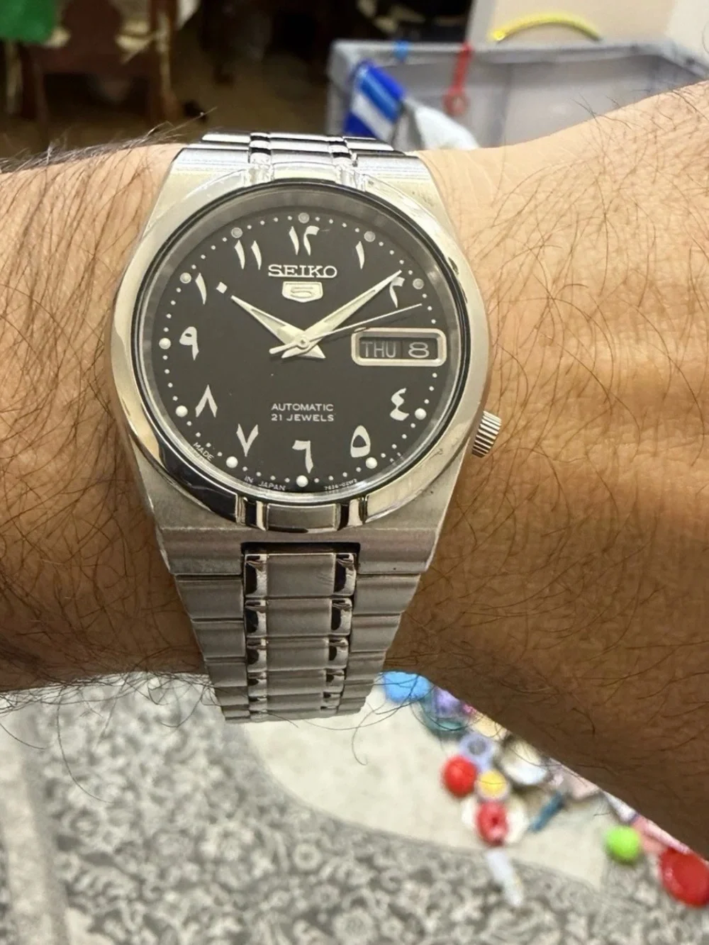 Seiko 5 SNK063J5 Automatic Arabic Dial Black Mens Watch 7S26-01H0 Made In Japan